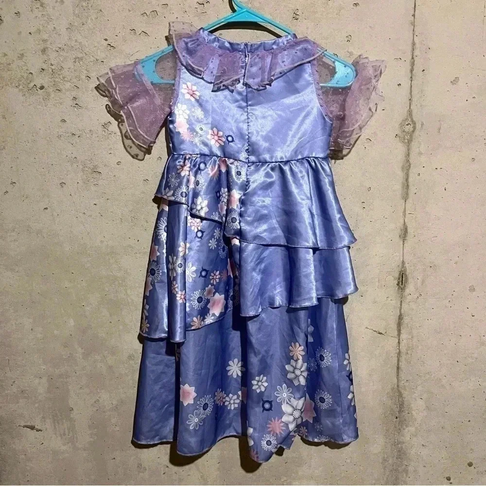 Encanto Isabela Girls Dress up Cosplay Costume Outfit Necklace Flower Clip Sz S